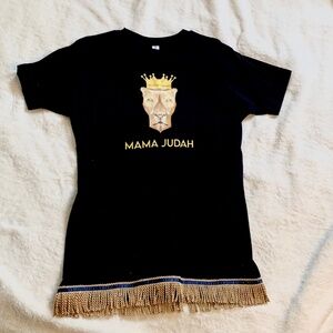 Hebrew Israelite "MaMa Judah" Women's Long Body, T-Shirt With Fringes NWT